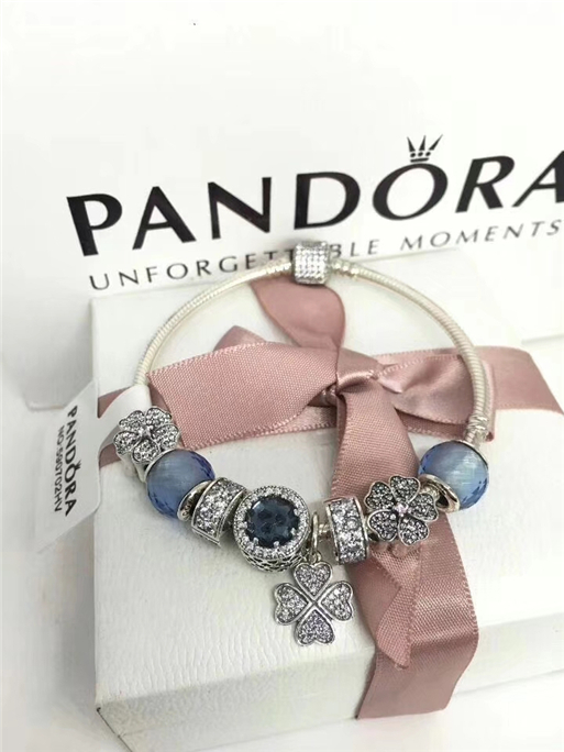 PANDORA パンドラ ハート スター チャーム ブレスレット 925シルバー