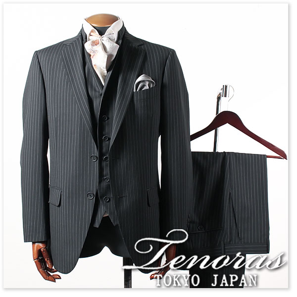 極美品 超希少サイズXLティノラス スリーピーススーツ 黒 ハンガー