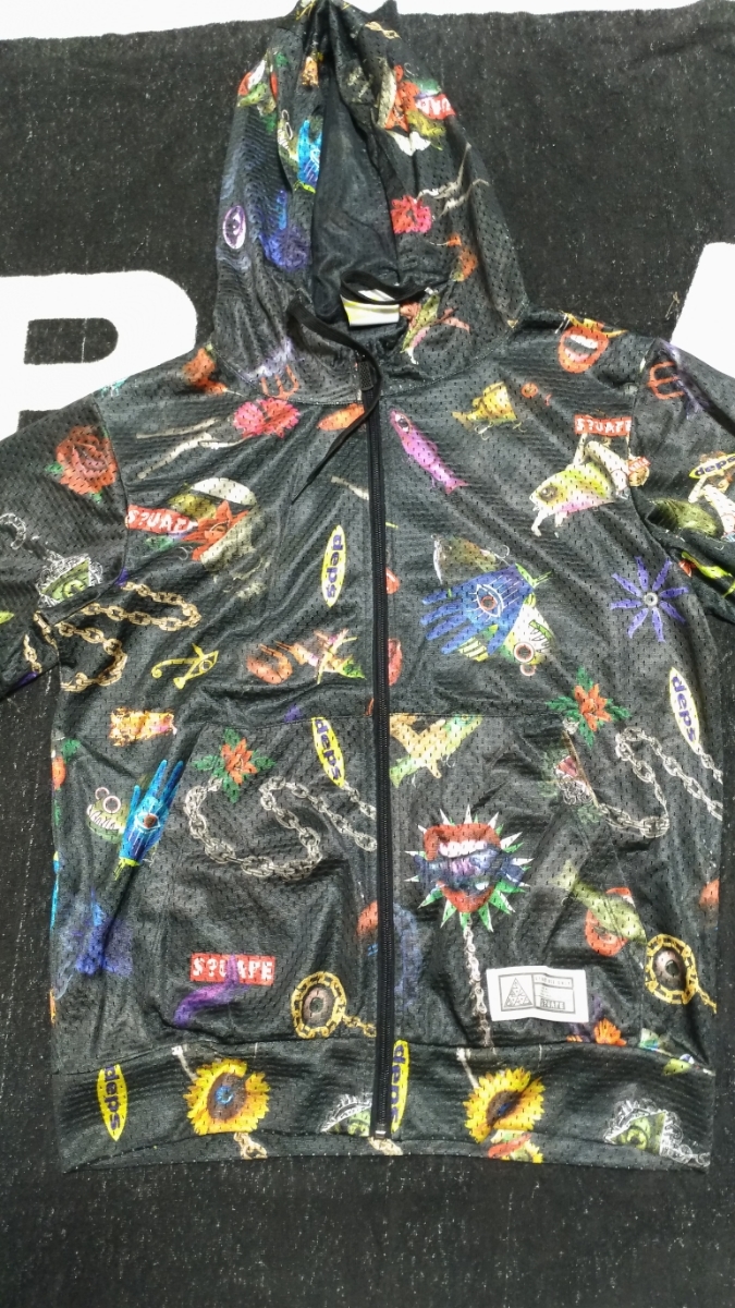 今回最終値下げ！新作！デプス スクエア メッシュ生地 ロングスリープパーカー ブラック サイズL