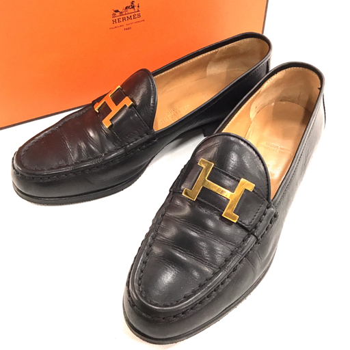 HERMES エルメス コンスタンス レザー ローファー シューズ レディース