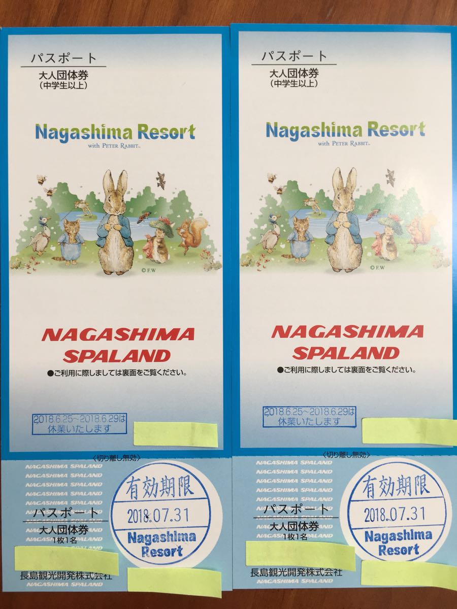 ナガシマスパーランド パスポート券 ナガシマ 公式通販 大人券 ※2枚 