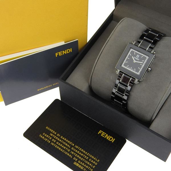 正規品　フェンディ FENDI 6200L クアドロ ダイヤ セラミック腕時計 ☆03楽市☆本物 美品 FENDI フェンディ クアドロ セラミック