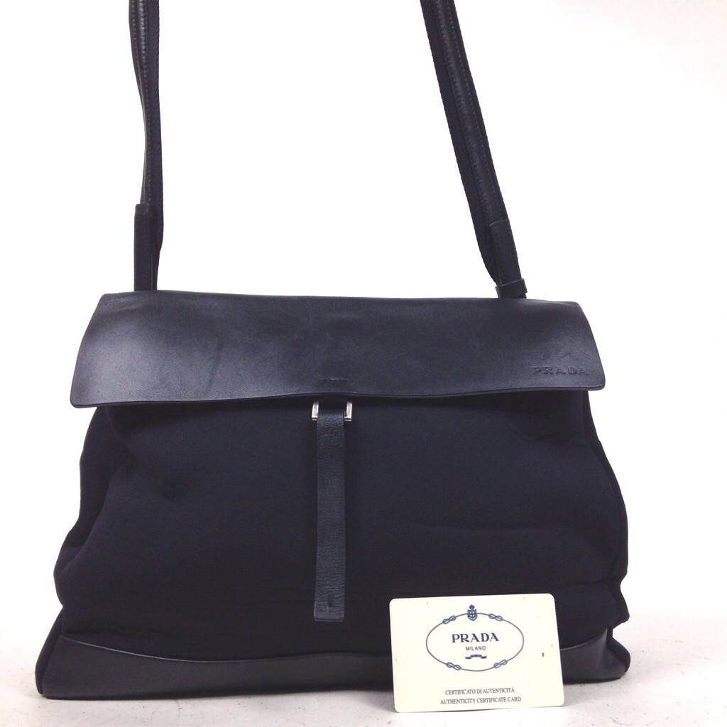 プラダ PRADA】 ナイロン×レザー トートバッグ (レディース) ブラック