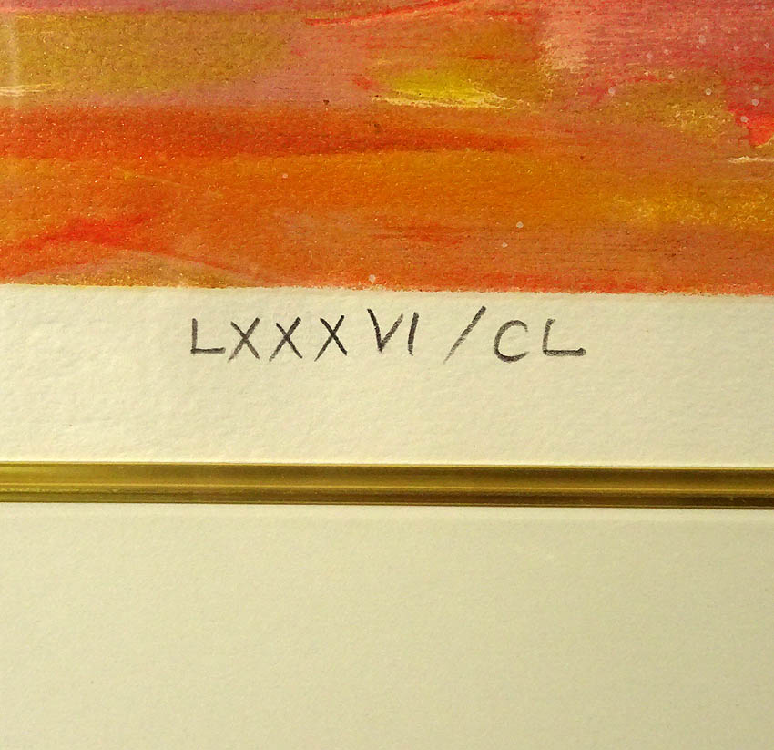 緑屋□i2*k 額装 リトグラフ 中畑艸人 1996 「旭日駿馬」第LXXXⅥ
