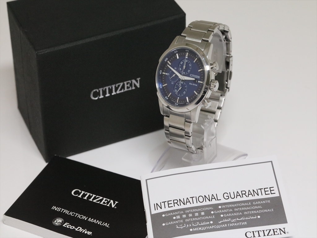 新品同様・可動品【シチズン/CITIZE】クロノグラフ デイト エコ 