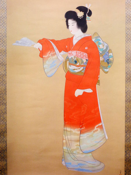 上村松園 掛け軸 美人画 美術品複製画販売サイト メルカリ - OL-3 工芸 