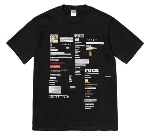 レシート付 新品★ Supreme 18AW Cutouts Tee プリント Tシャツ シュプリーム ★M BLACK