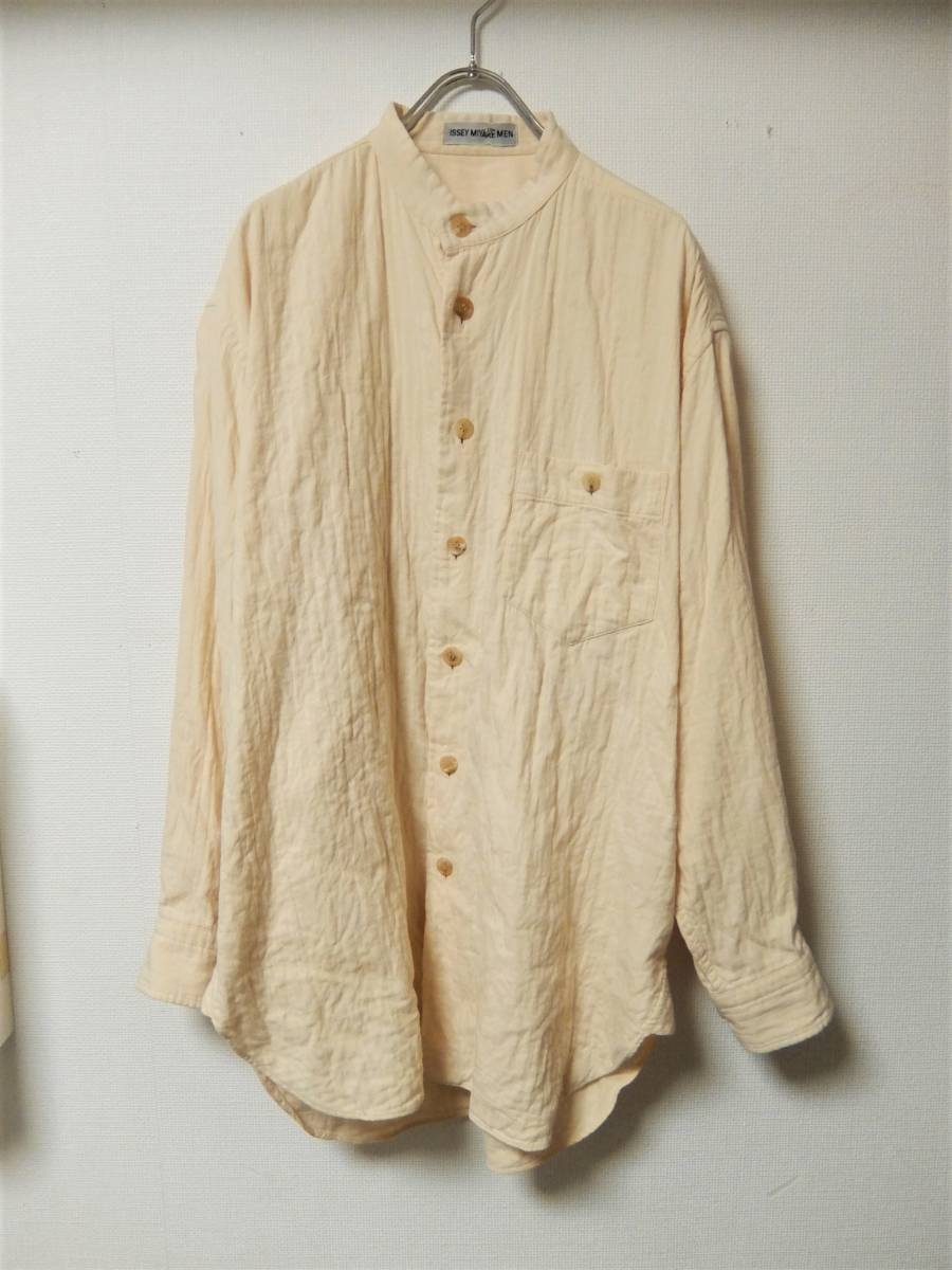 品質保証，セール ISSEY MIYAKE MEN イッセイミヤケ バンドカラー ガーゼシャツ ノーカラー(シャツ)｜売買されたオークション情報、yahooの商品情報をアーカイブ公開 - オークファン 男性用