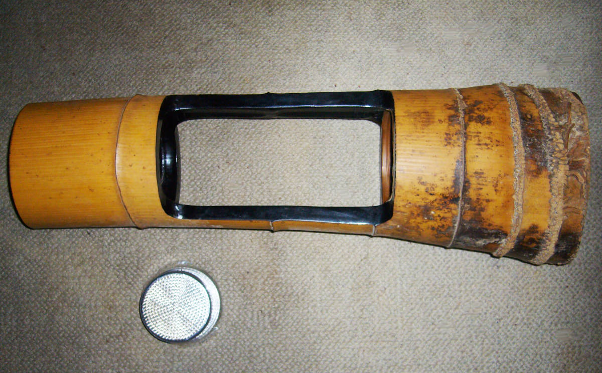 ★【茶道具】竹筒の花活け＋剣山2　茶室　生け花　★