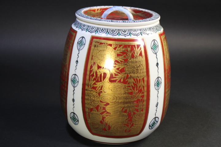 R411 皆具 『平安 手塚玉堂造』『金彩色絵唐草文』 共箱 茶道具