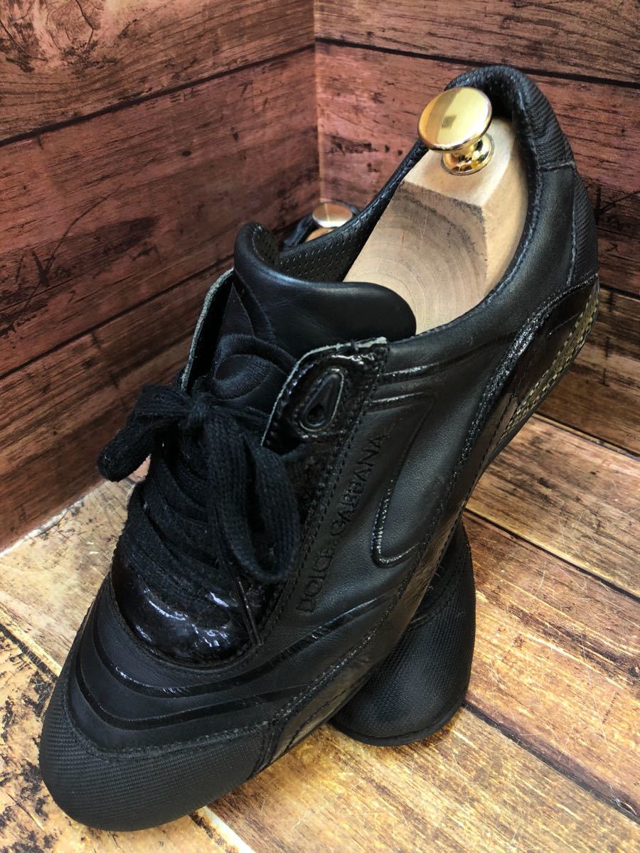  衝撃プライス 定価5万正規品 DOLCE&GABBANAドルガバ高級レザースニーカー ブラック黒 7.5表記26.5cm(26.5cm)｜売買されたオークション情報、yahooの商品情報をアーカイブ公開 - オークファン 靴