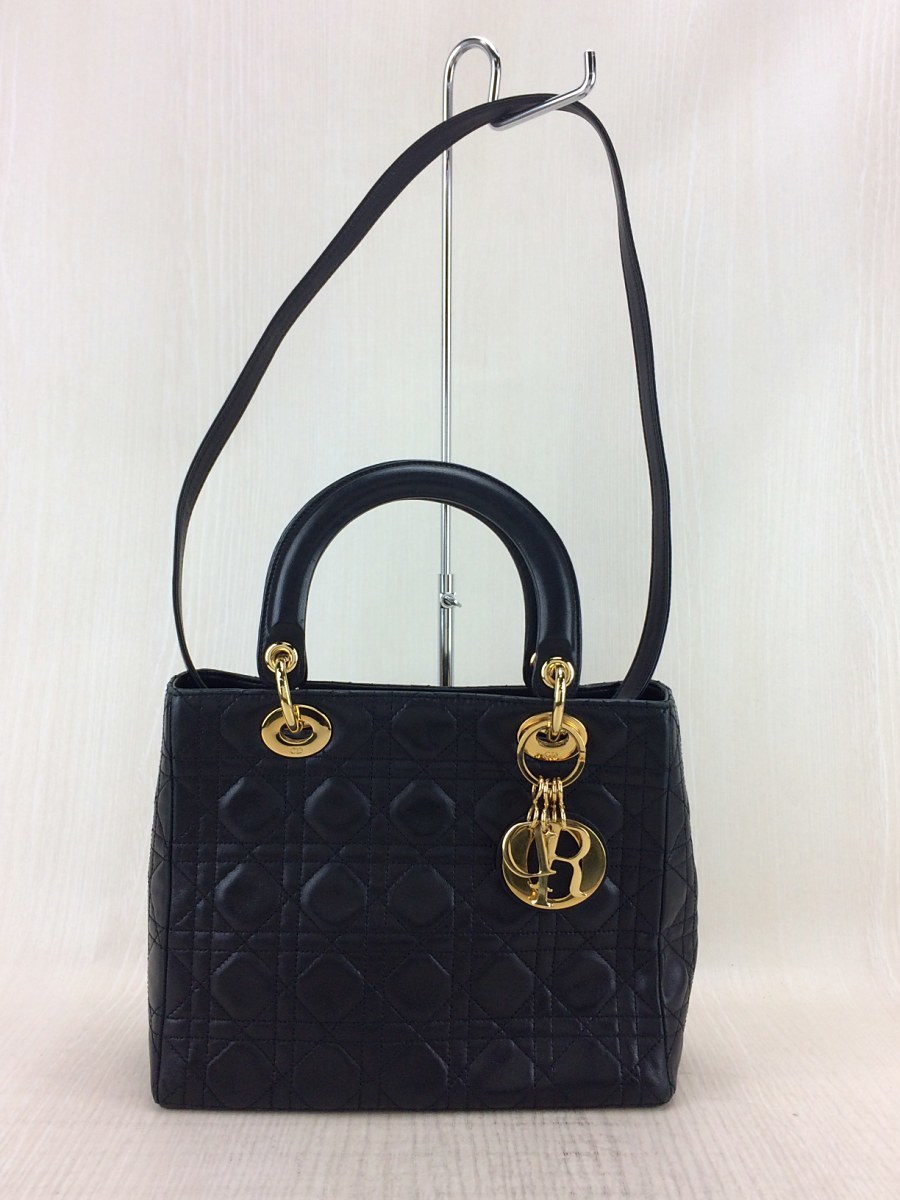 Christian Dior◆トートバッグ/レザー/BLK/LW0917/レディ-ス/ディオール/ラムレザー/チェーン/ブランド