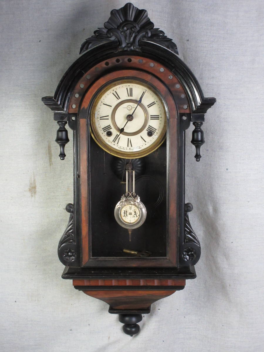 完動・美品〉精工舎 角支宮型ゼンマイ振り子掛け時計 完動・美