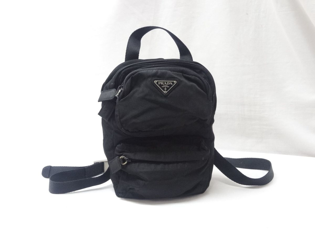 ナイロン PRADA 黒 プラダ ミニリュック 三角ロゴ ブラック PRADA 