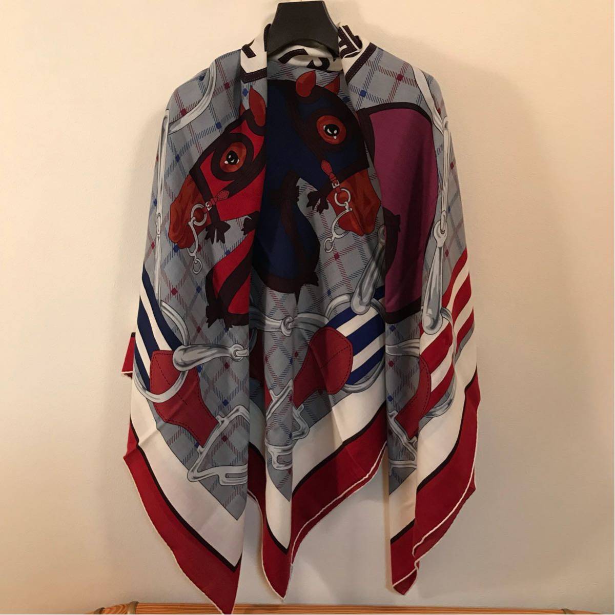 エルメス カシミヤシルク カシシル カシミヤ ストール スカーフ 140 馬 