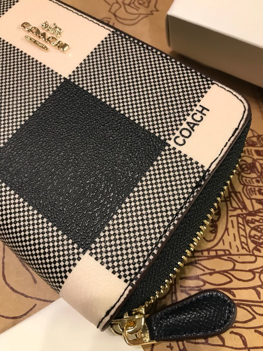 コーチ 新品 F 25966 男女兼用 レザー チェック柄 長財布 コーチ 長