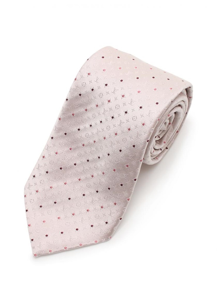 新品未使用展示品 LOUIS VUITTON ルイヴィトン ネクタイ シルク ライトピンク ドット柄 アパレル 小物【本物保証】
