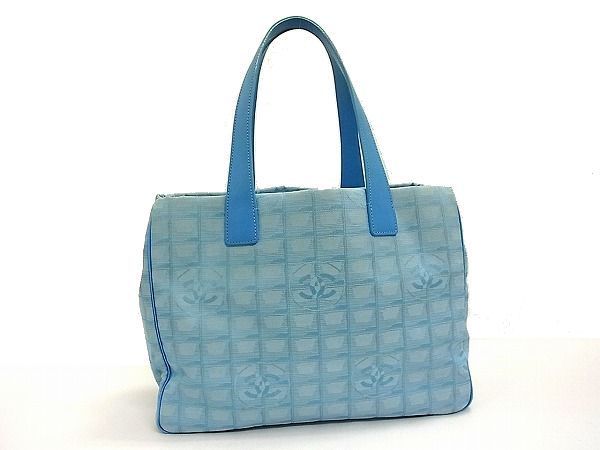 1円 CHANEL シャネル ニュートラベルライン キャンバス×レザー トート 
