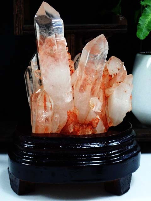 インテリア小物 AAAA級天然ファンドーム山入り赤水晶クラスターB0619