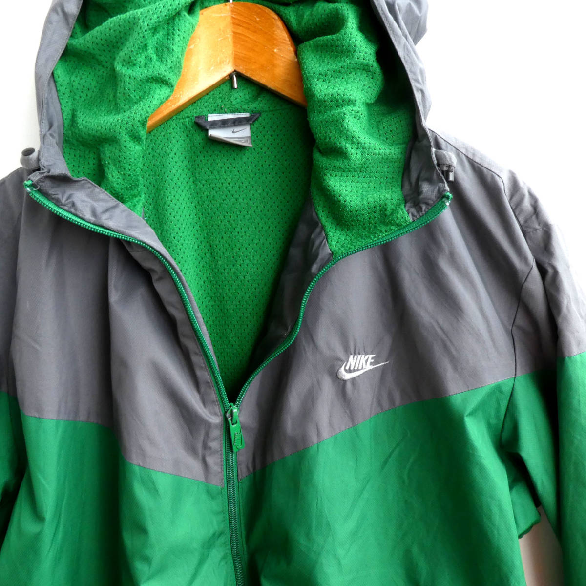 E1/ ナイキ NIKE 切替 グリーン×グレー ナイロンジャケット ナイロン 