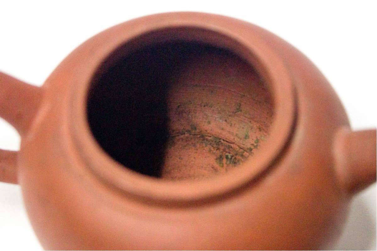 工芸品 収蔵品 古紫砂 作者：蓉 品名：聽雨壺 原鉱朱泥 茶壺 紫砂壺
