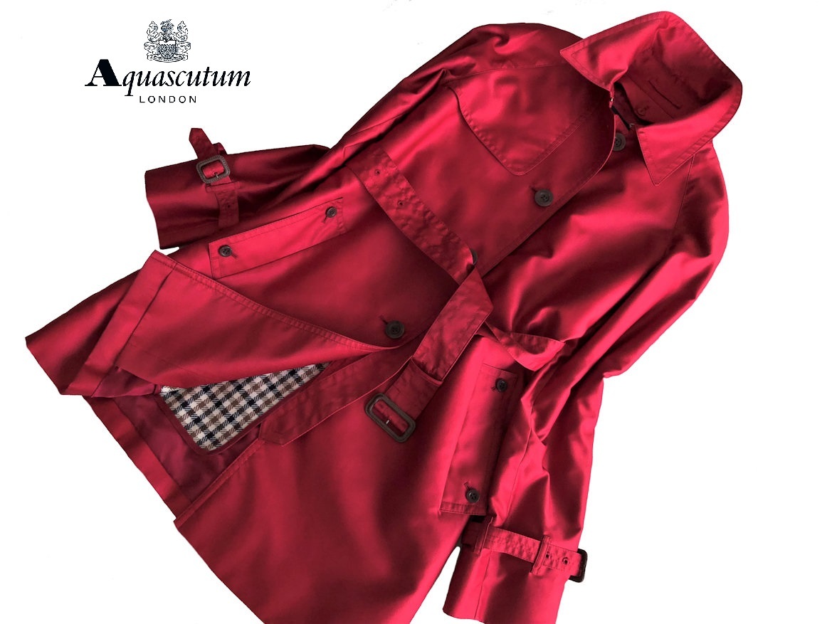 SALE，格安 高級 Aquascutum アクアスキュータム レディース トレンチコート ライナー付き 赤 レッド 撥水 8F Mサイズ位 シングル(女性用)｜売買されたオークション情報、yahooの商品情報をアーカイブ公開 - 女性用