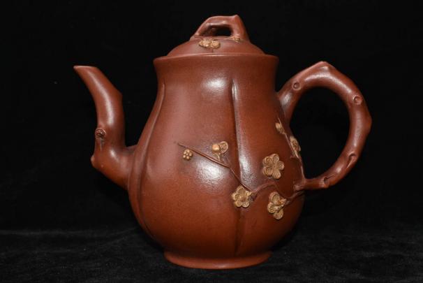 中国宜興紫砂壺 手作 梅花紋 茶壺 茶道具 美品