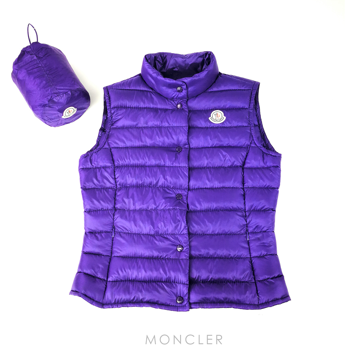美品 MONCLER LIANE レディース ダウンベスト サイズ0 パープル 紫