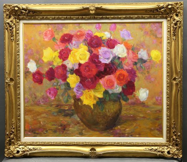 WISH】○竹尾文夫 元大潮会会員 油彩 SM「菜の花」写実名品 [真作保証