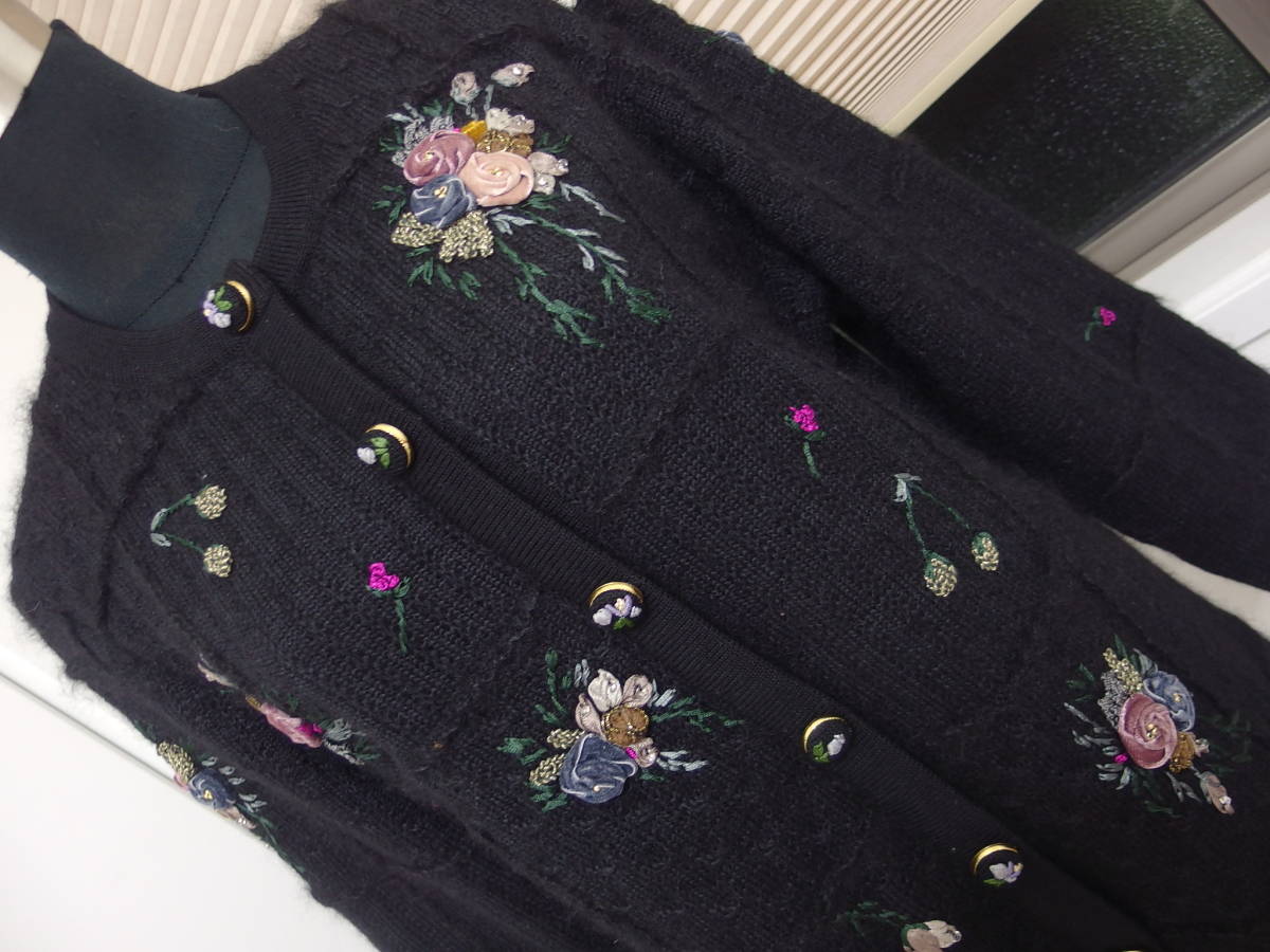 アトリエサガン ATELIER SAGAN モヘヤ シルク混 豪華 花モチーフ 