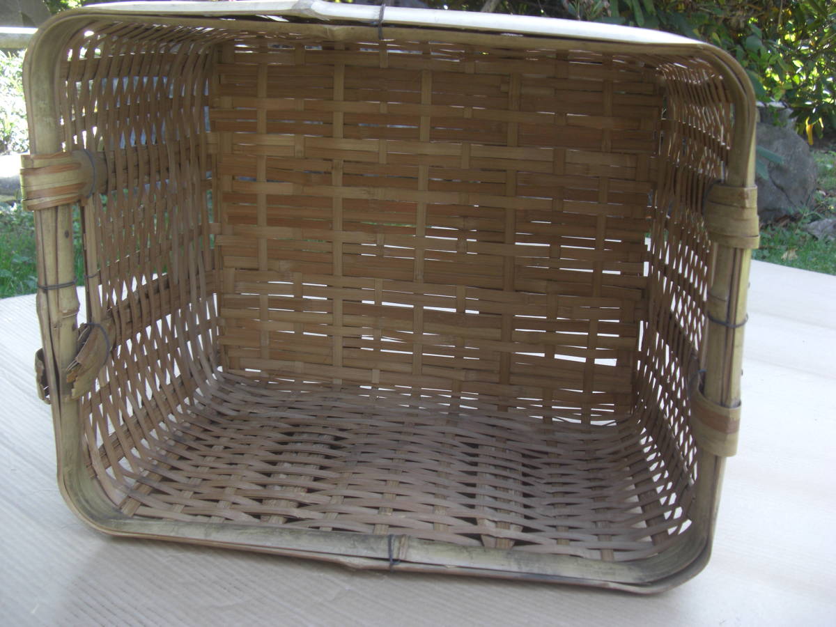 ☆アンティーク ブルドックソース 竹かご(収納 竹ぼて箱 リメイク 