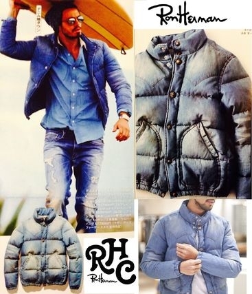 100円スタート★正規品★激レア★雰囲気抜群★13aw ロンハーマン Ron Herman 加工 デニム コンチョ ダウン ジャケット インディゴ 本物