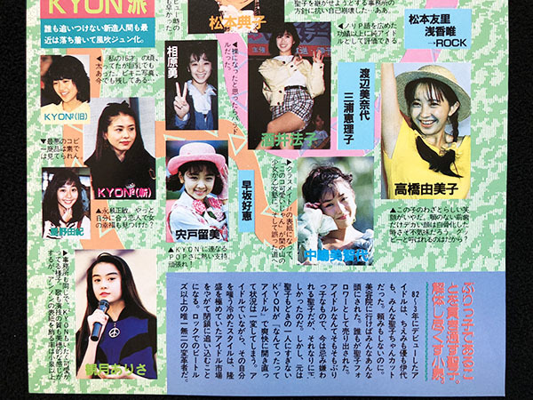 切り抜き 2P 岡田有希子 松本典子 松田聖子 松本伊代 菊池桃子 増田