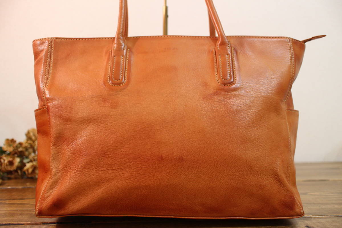 格安，定番 定5.4万 genten 最高級本革トートバッグ ゲンテン ゴートヌメ レザー 茶色 ブラウン 肩掛けショルダー A4 大容量 キャメル 秋色(皮革製)｜売買されたオークション情報、yahooの商品情報をアーカ その他