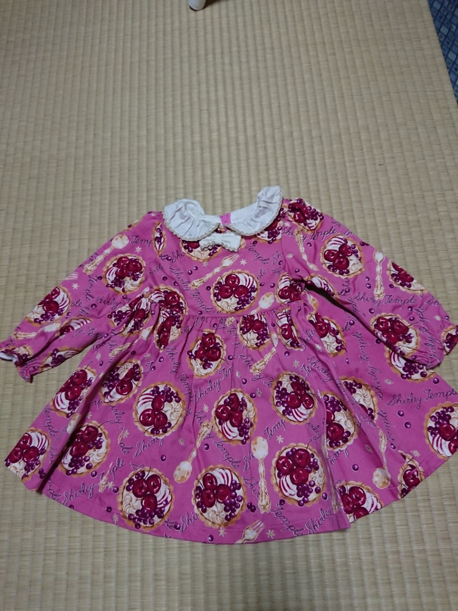 ShirleyTemple 水玉 ロゴ エプロン ワンピース 110 サンプル品