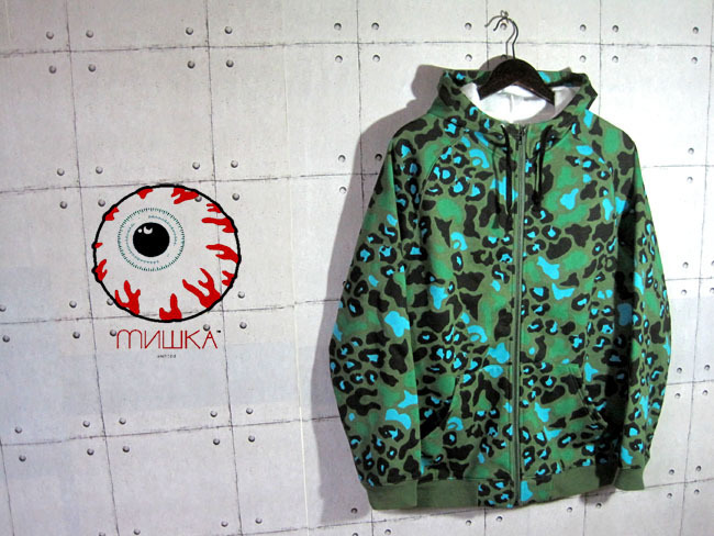 MNWKA/ミシカ/MISHKA/レオパード 裏起毛スウェット ジップパーカーM/豹 