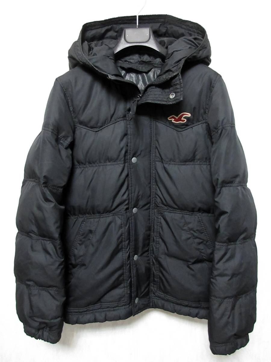 ホリスター HOLLISTER フード付き ダウンジャケット 黒 ブラック S 