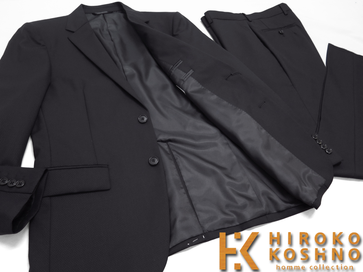 【HIROKO KOSHINO】3ピース スーツ グレー系 AB5サイズ 4184○ヒロココシノ HIROKO KOSHINO○新品 秋冬物 ブラックダイヤ