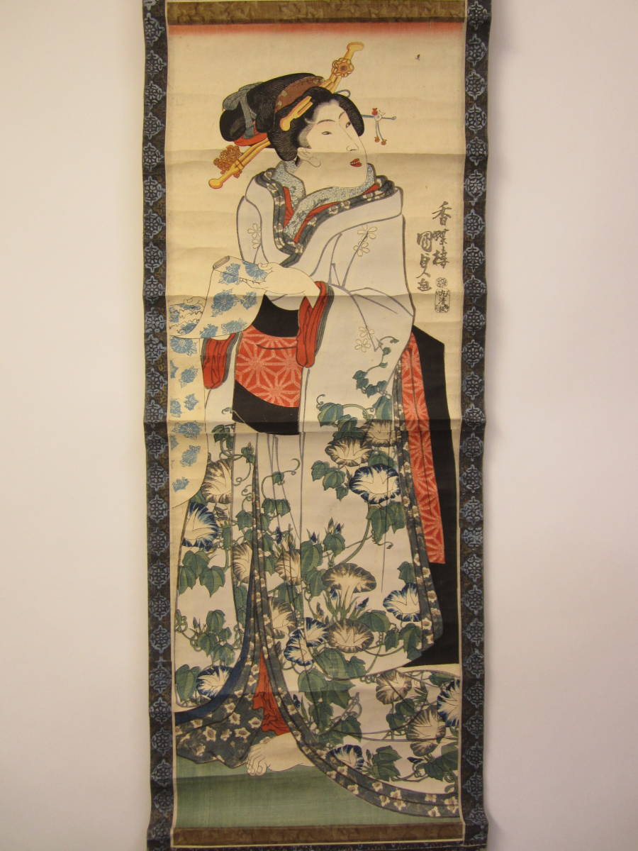美人画 浮世絵 木版画 掛軸 掛け軸 E13）木版浮世絵九枚続 絹本 仏画 |