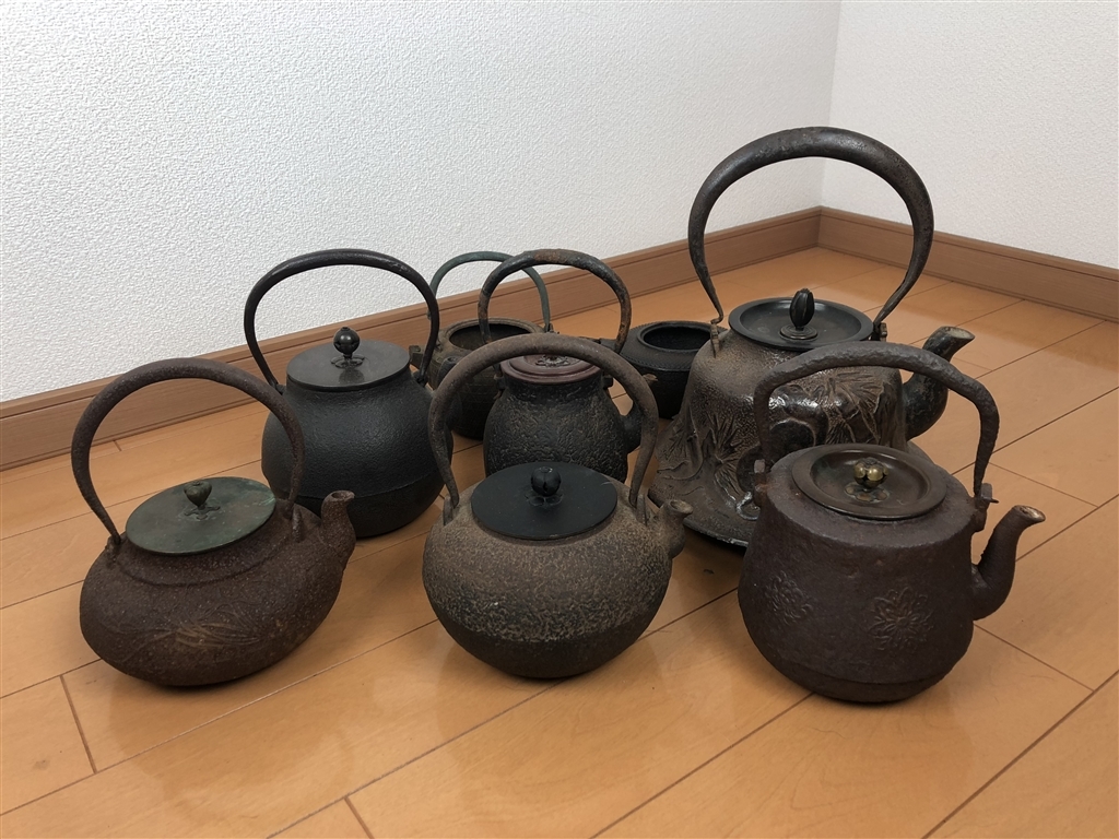 龍文堂 鉄瓶 ジャンク品！ 龍文堂造 鉄瓶 南部鉄瓶 古い鉄瓶まとめて 部品