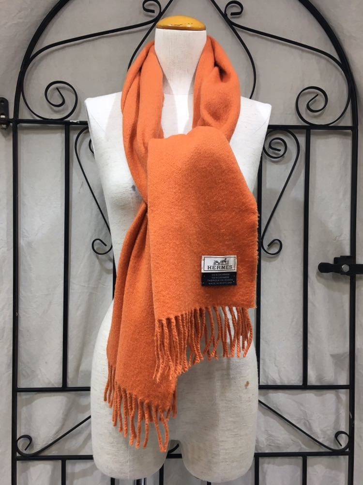HERMES CASHMERE100% MUFFLER MADE IN ITALY&frasl;エルメスカシミヤ100