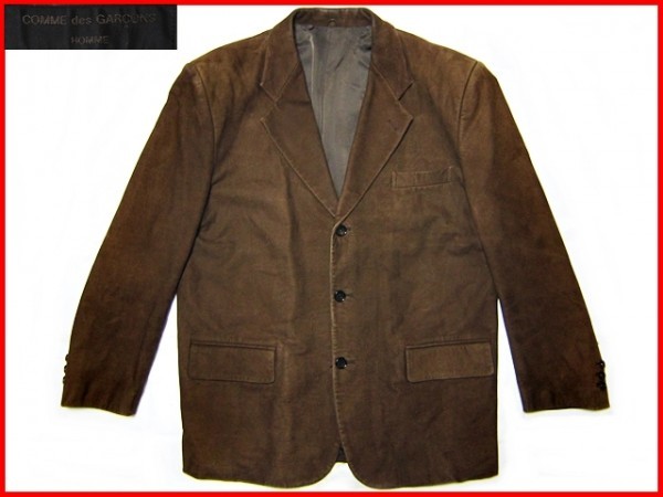 COMME des GARÇONS ブラウンビジネスジャケット 即決☆COMME des GARCONS HOMME☆メンズM/レザーテーラードジャケット