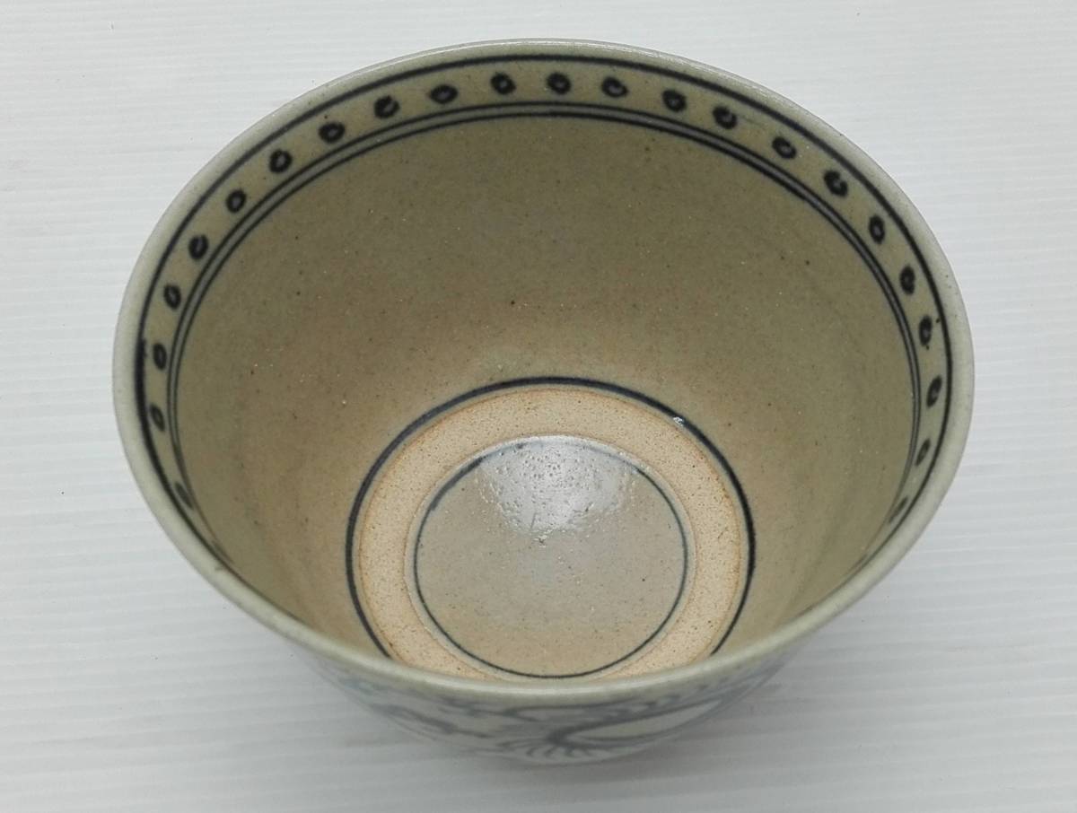T696 茶碗 『色絵 柳』『淡海ぜぜ 陽炎園 造』 共箱 抹茶碗 茶道具