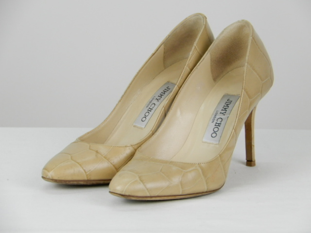 JIMMY CHOO ジミーチュウ パンプス サイズ37 ベージュ クロコ 型押し 