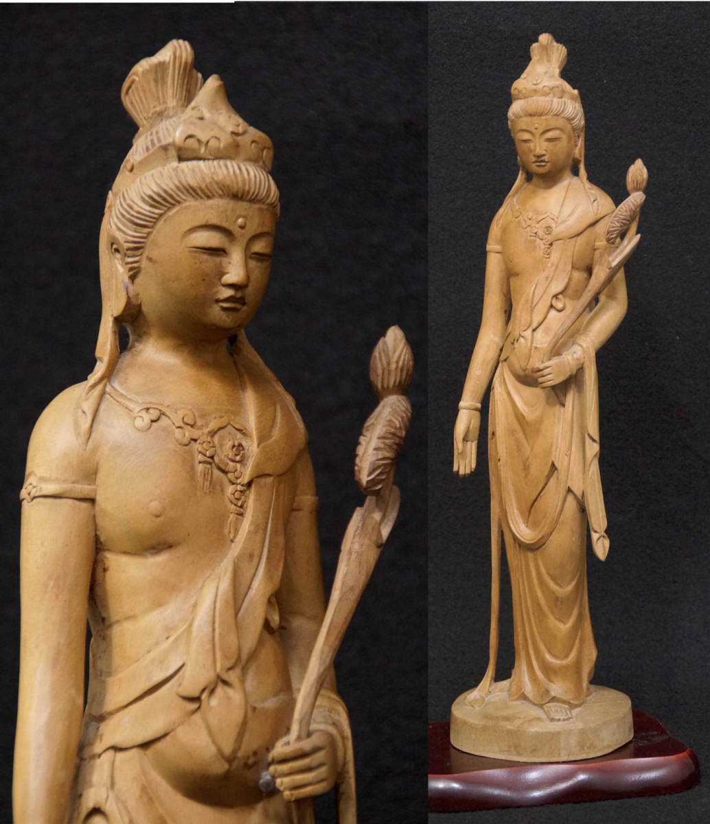 水蓮観音の仏像レリーフ 仏像 持蓮觀音