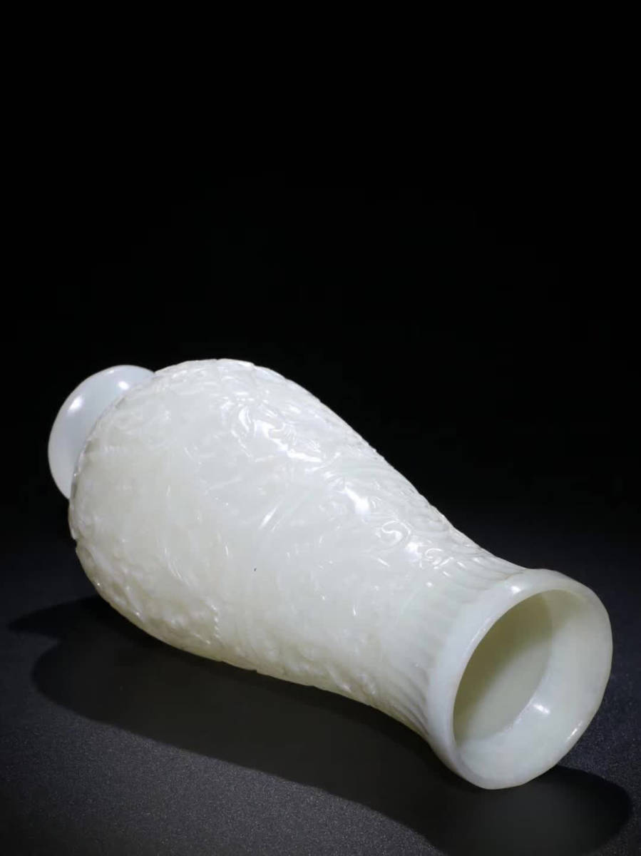 A1-23☆古寶堂☆蒐集 清時代 和田玉子料梅瓶 中国古董品 賞物 A1-23☆古寶堂☆蒐集 清時代 和田玉子料梅瓶 中国古董品 賞物