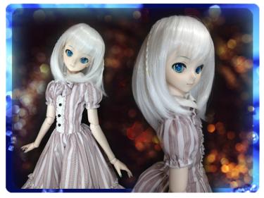 ○ドールウィッグ*三つ編みセミロング*ホワイト*9～9.5インチ