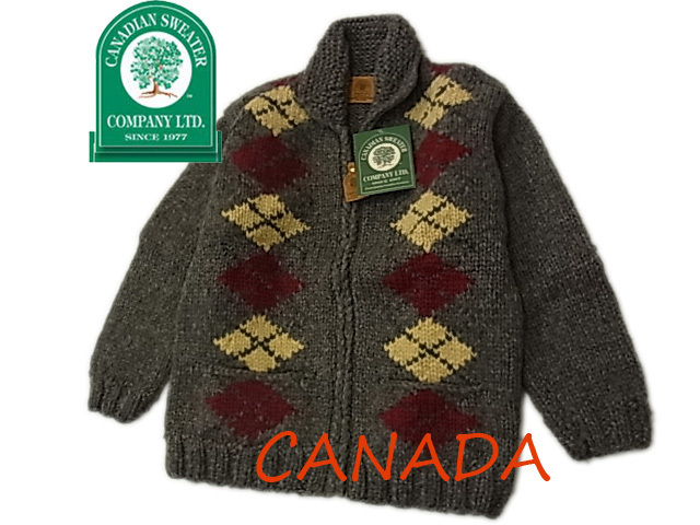 ◇1円～ 新品タグ付 カナダ製◇カナディアンセーター カウチンセーター  