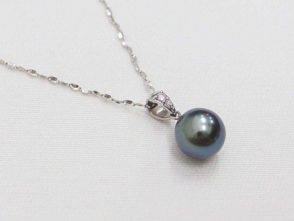 1901-0094○宝市/中古/Pt999/Pt900/ダイヤモンド入パールネックレス/約 