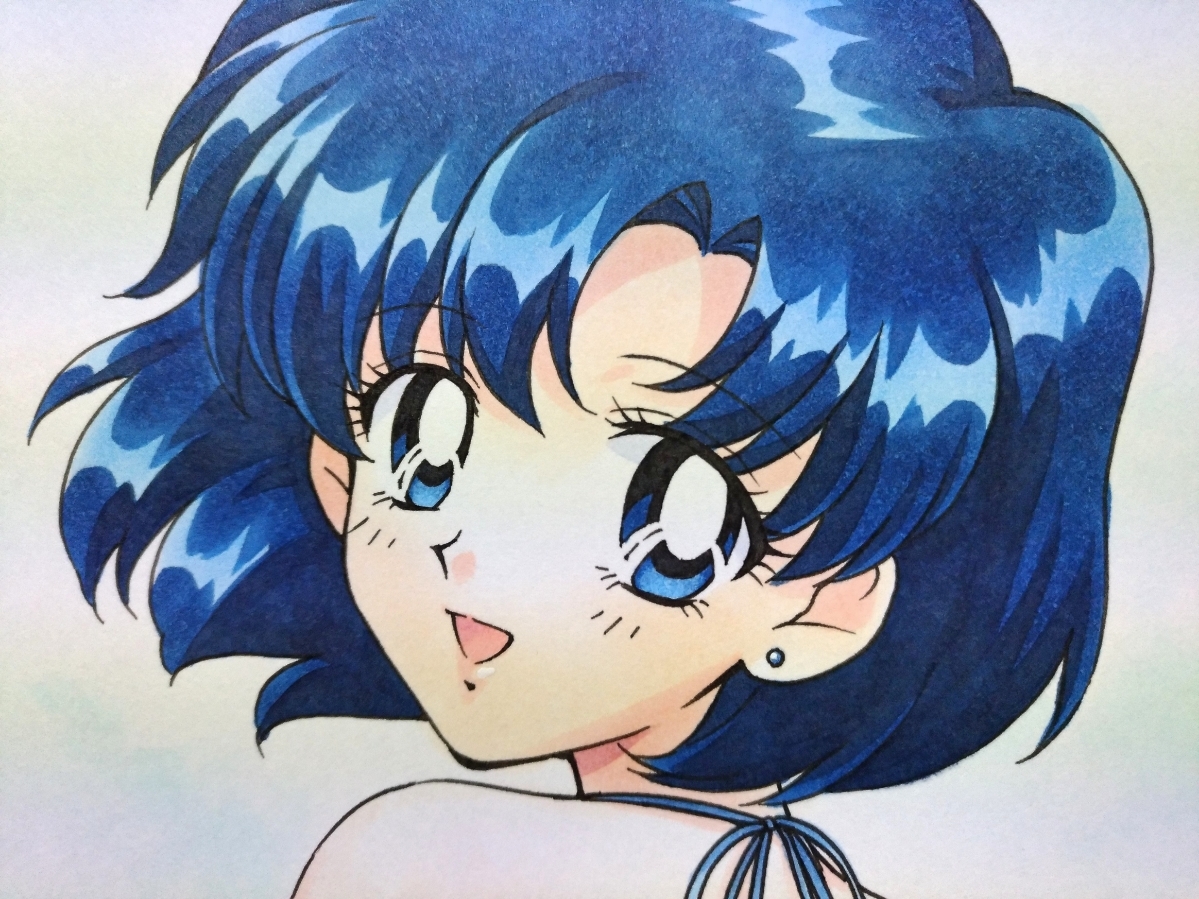 手描きイラスト 水野亜美 セーラーマーキュリー セーラームーン 手描きイラスト 水野亜美 セーラーマーキュリー セーラームーン